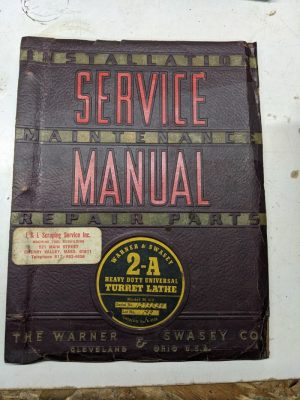 Warner Swasey Turret Lathe Parts Book List Maintenance Service Manual #2-A M-510