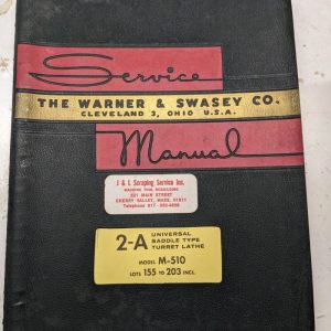 Warner Swasey Turret Lathe Parts Book Maintenance Service Manual #2-A M-510 1966