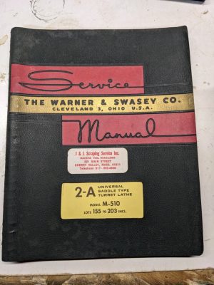 Warner Swasey Turret Lathe Parts Book Maintenance Service Manual #2-A M-510 1966