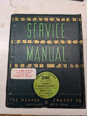Warner Swasey Turret Lathe Part List Maintenance Service Manual #2Ac M-3200 1952