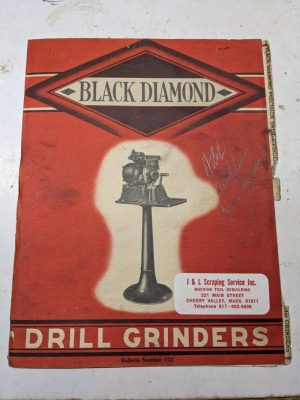 Black Diamond Drill Grinders #122 #1 2 3 Sales Brochure Specs Price List Parts