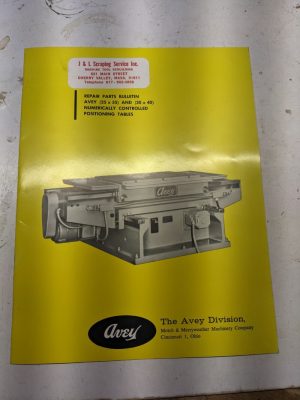 Avey Repair Parts Bulletin Position Table List Book Manual 25X35 30X40 1962 Shop