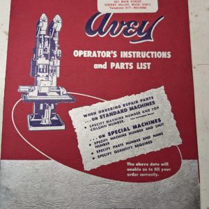 Avey Drilling Machine Install Operator Parts List Book Manual #2 Bma-6 #3 1959