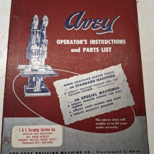 Avey Drilling Machine Install Operator Parts List Manual #2 Bma-6 #3 Shop Book