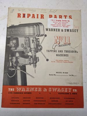 Warner Swasey Thread Machine Parts List Manual Lubrication How To Hob #11 M-2120