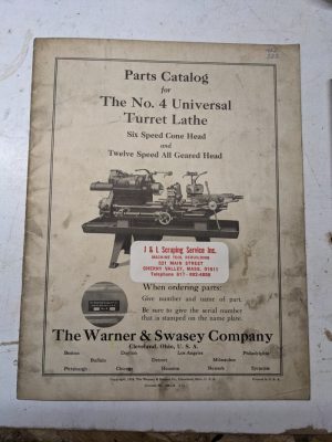 Warner Swasey Lathe Machine Parts List Manual Catalog Shop Book #4 1928 6&12 Spd