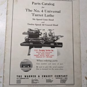 Warner Swasey Lathe Machine Parts List Manual Catalog Shop Book #4 6&12 Speed
