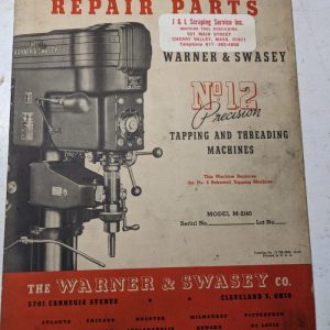 Warner Swasey Thread Machine Parts List Manual 1944 Shop How To Hob #12 M-2140