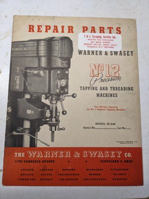Warner Swasey Thread Machine Parts List Manual 1944 Shop Book #12 M-2140 1944