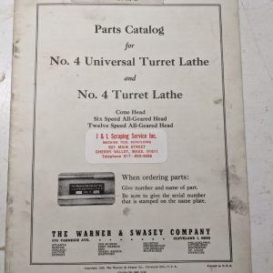 Warner Swasey Lathe Machine Parts List Manual Catalog Shop Book #4 1930 Turret
