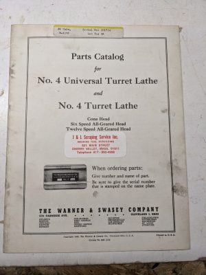 Warner Swasey Lathe Machine Parts List Manual Catalog Shop Book #4 1930 Turret