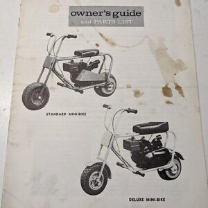 Original Mini-Bike Owners Guide And Parts List Standard & Deluxe Manual