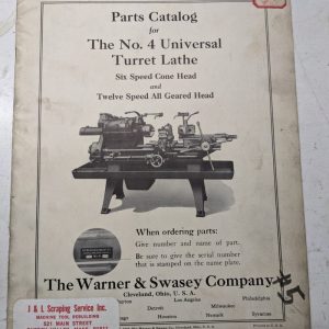 Warner Swasey Lathe Machine Parts List Manual Catalog Shop Book #4 1937 6&12 Spd