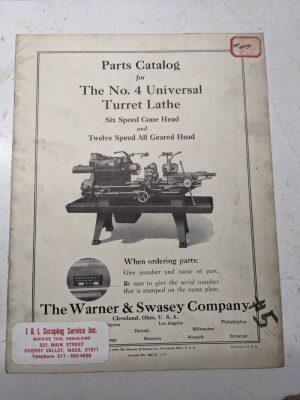 Warner Swasey Lathe Machine Parts List Manual Catalog Shop Book #4 1937 6&12 Spd