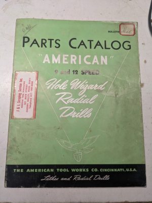 American Tool Works Parts List Book Catalog Manual Deluxe Hole Wizard Drill 9/12