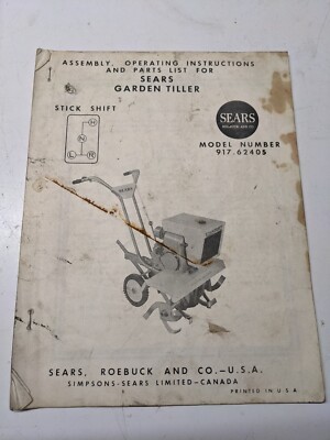 Sears Assembly Operating Instruction Parts List Garden Tiller 917.62405