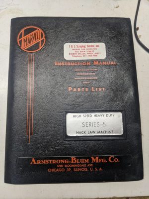Marvel Saws Instruction Manual Operator Maintenance Part List Series 6 Hack