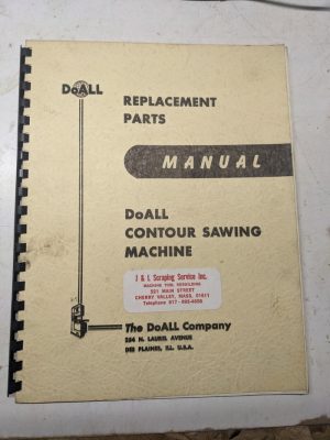 Doall Contour Sawing Machine Replacement Parts List Book Manual Ml V 26 36 60 16