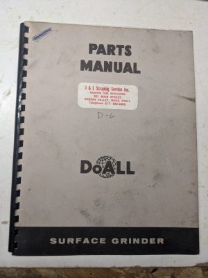 Doall Surface Grinder Machine D-6 Parts List Book Manual Catalog Shop 1962