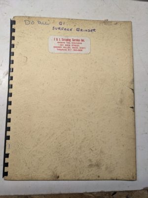 Doall Surface Grinder G-1 Operator Instruction Manual Maintenance Parts List