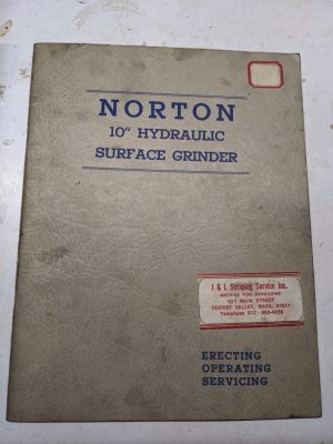 Norton Erecting Operator Parts List Book Manual Hyd Surface Grinding 10” 1943