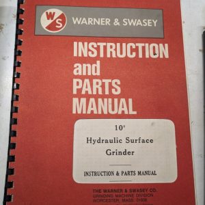 Warner Swasey Operator Parts List Book Manual Hyd Surface Grinding 10” 1972