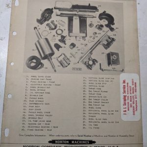Norton Surface Grinder Macine Model 151 6”X10” Assembly Sheet Parts List 1943
