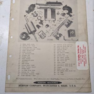 Norton Surface Grinder Macine Model 151 6X10” Assembly Sheet Part List 1943 Book