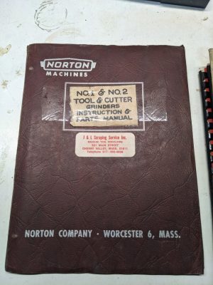 Norton Instruction Operator Parts List Book Manual Tool Cutter Grinder #1 #2