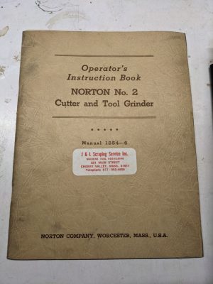 Norton Instruction Operator Parts List Manual Tool Cutter Grinder #2 1854-6
