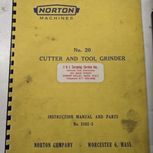 Norton Instruction Operator Parts List Manual Tool Cutter Grinder #20 2102-5