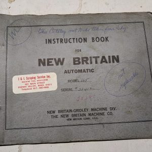 New Britain Gridley Bar Machine Operator Service Manual Automatic 1941 Model 665