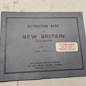 New Britain Gridley Bar Machine Operator Service Manual Automatics Shop Model 41
