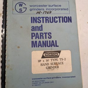 Worcester Instruction Part List Manual Hand Surface Grind 10X16” 1247-7 Ts-2