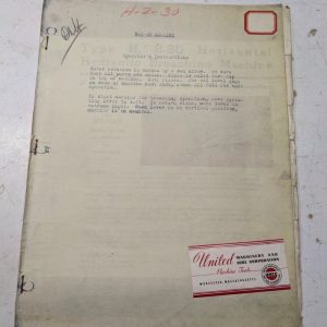 American Broach Machine Type H 2-30 Operator Service Manual Parts List Book 1943