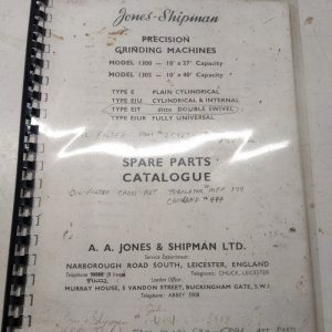 Jones Shipman Grinder Machine 1300 1305 Model Eit Eiur Parts List Manual Catalog