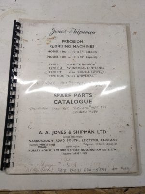 Jones Shipman Grinder Machine 1300 1305 Model Eit Eiur Parts List Manual Catalog