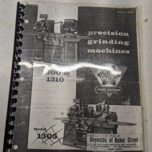 Jones Shipman Grinding Machine 1300 1310 Model Operator Service Manual Shop Book