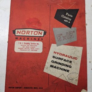 Norton Hydraulic Surface Grinders Service Parts Catalog Manual 6X18” 687-A 1965