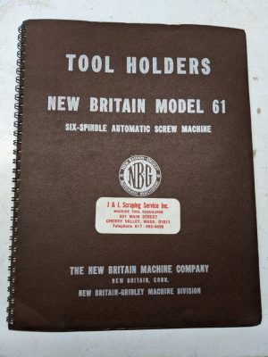 New Britain Gridley Tool Holders 61 Auto Screw Machine Parts List Manual Catalog