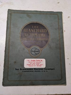 Blanchard Grinder Service Sales Brochure Manual Catalog Specifications #16A