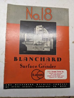 Blanchard Grinder Service Sales Brochure Manual Catalog Specifications #18 1951