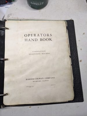 Barber Colman Operator Service Manual Parts List Book Sharpening Machine 1938