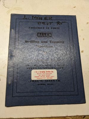 Allen Drilling Tapping Machine Service Parts List Book Manual Catalog Shop #2