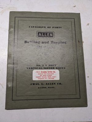Allen Drilling Tapping Machines Service Parts List Book Manual Catalog Shop #2