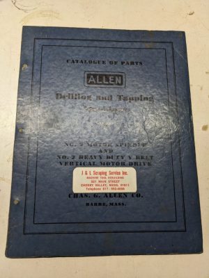 Allen Drilling Tapping Machine Service Parts List Book Manual Catalogue #2