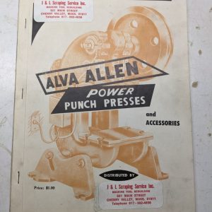 Alva Allen Punch Press & Accessories Sales Brochure Catalog Specifications 1959
