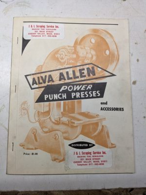 Alva Allen Punch Press & Accessories Sales Brochure Catalog Specifications 1959