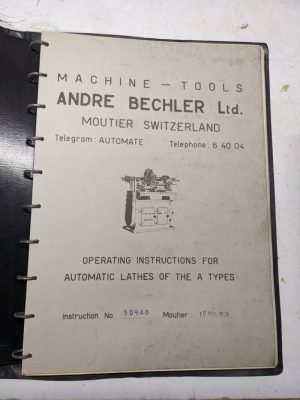 Andre Bechler Automatic Operator Service Manual Type A Lathes 1959 Machine Tool