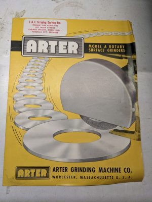 Arter Model A Rotary Surface Grinder Sales Brochure Catalog Features Specs